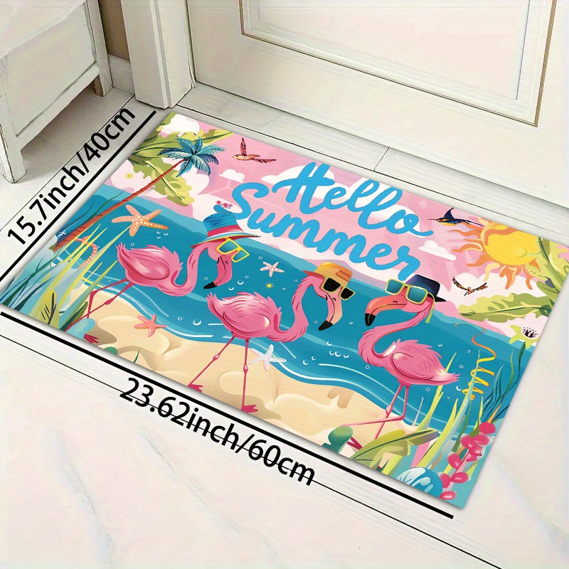 TEMU 1pc, Carpet, Polyester Floor Mat Carpet, 200g Weight, Flamingo Animal Pattern Non Slip Mat, Kitchen Bathroom Balcony Mat, Bathroom Mat Outdoor