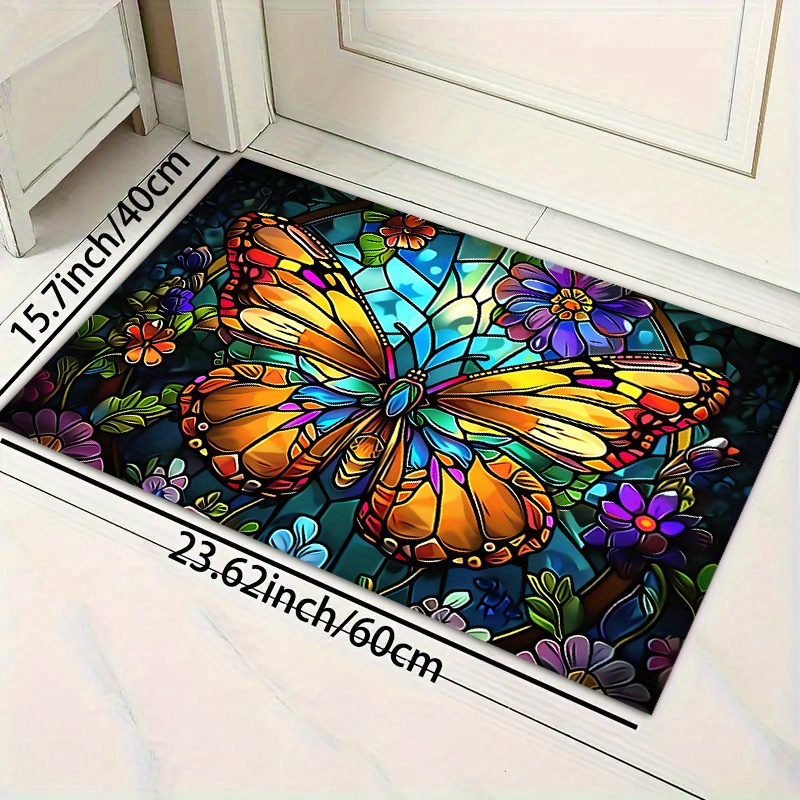TEMU 1pc Outdoor Mat At The Entrance, Polyester Floor , Crystal Colored Pattern Anti Mat, Hallway Kitchen Bathroom Balcony Mat, Bathroom Mat Outdoor