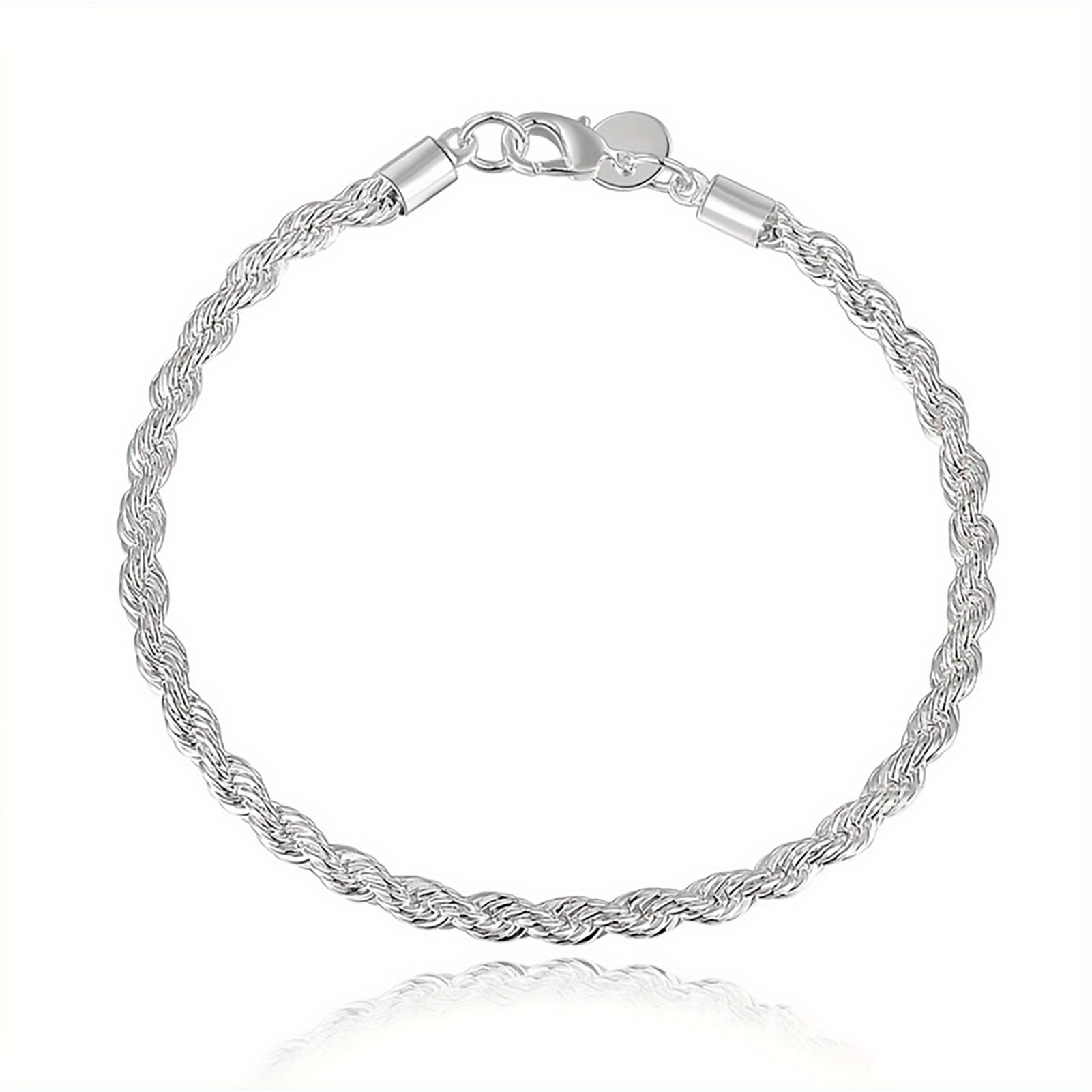 

Silvery Alloy Twist Bracelet, Decoration, 7.87 Inches Long, For Women, With Bracelet Pendant And Party Jewelry