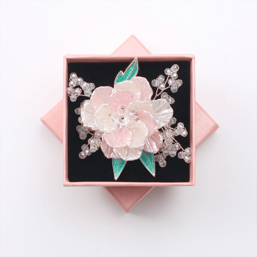 elegant pink flower brooch with crystal accents   dressy occasions details 0