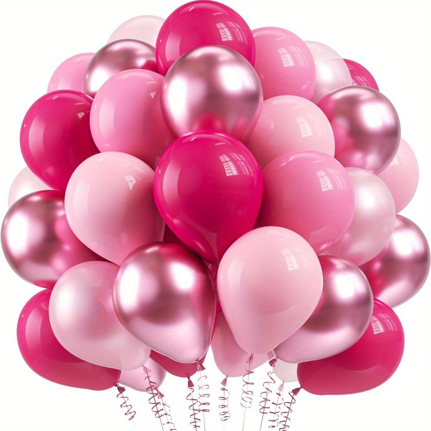 

50 Pcs Metallic Pink And Hot Pink Latex Balloons - Perfect For Weddings, Birthdays, Anniversaries, Graduations, And More - Indoor And Outdoor Decorations