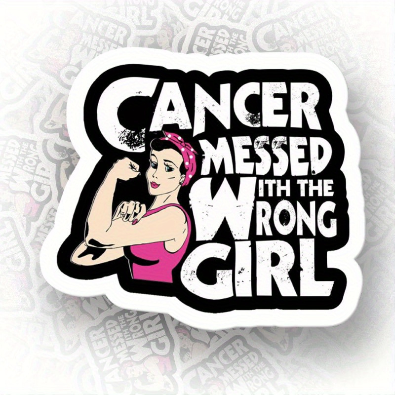 

Vinyl Decal For Support And Awareness - Cancer Messed With The Wrong Individual - Adhesive Sticker For Windows, Laptops, Water Bottles - Sticks To Plastic, Glass, Metal, Ceramic - Single Pack