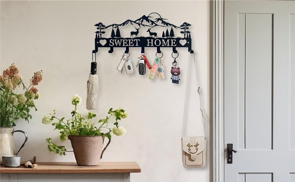 1pc heavy duty cast iron key holder organizer black entryway