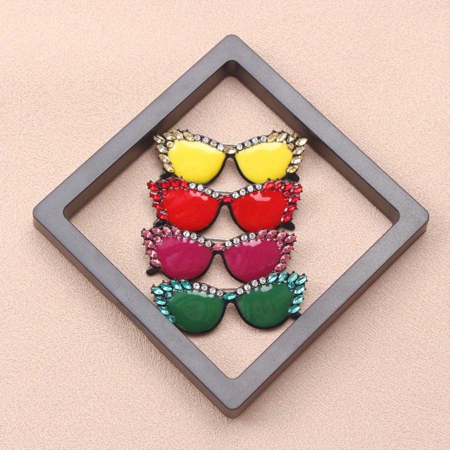 chic colorful glasses enamel pin cute   brooch for coats jackets perfect gift for men and women details 1