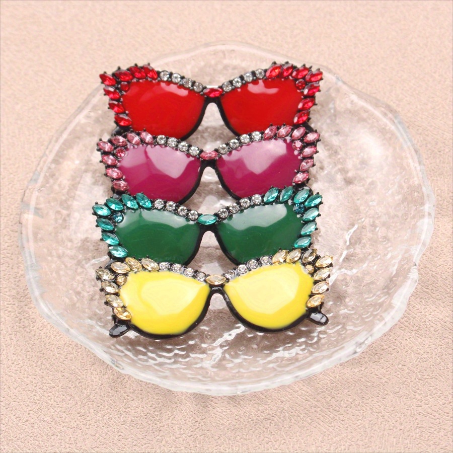 chic colorful glasses enamel pin cute   brooch for coats jackets perfect gift for men and women details 3