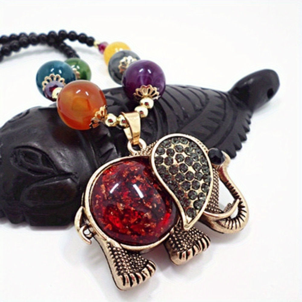 

New All-in-one Texture Korean Accessories Vintage Elephant Long Necklace Crystal Sweater Chain