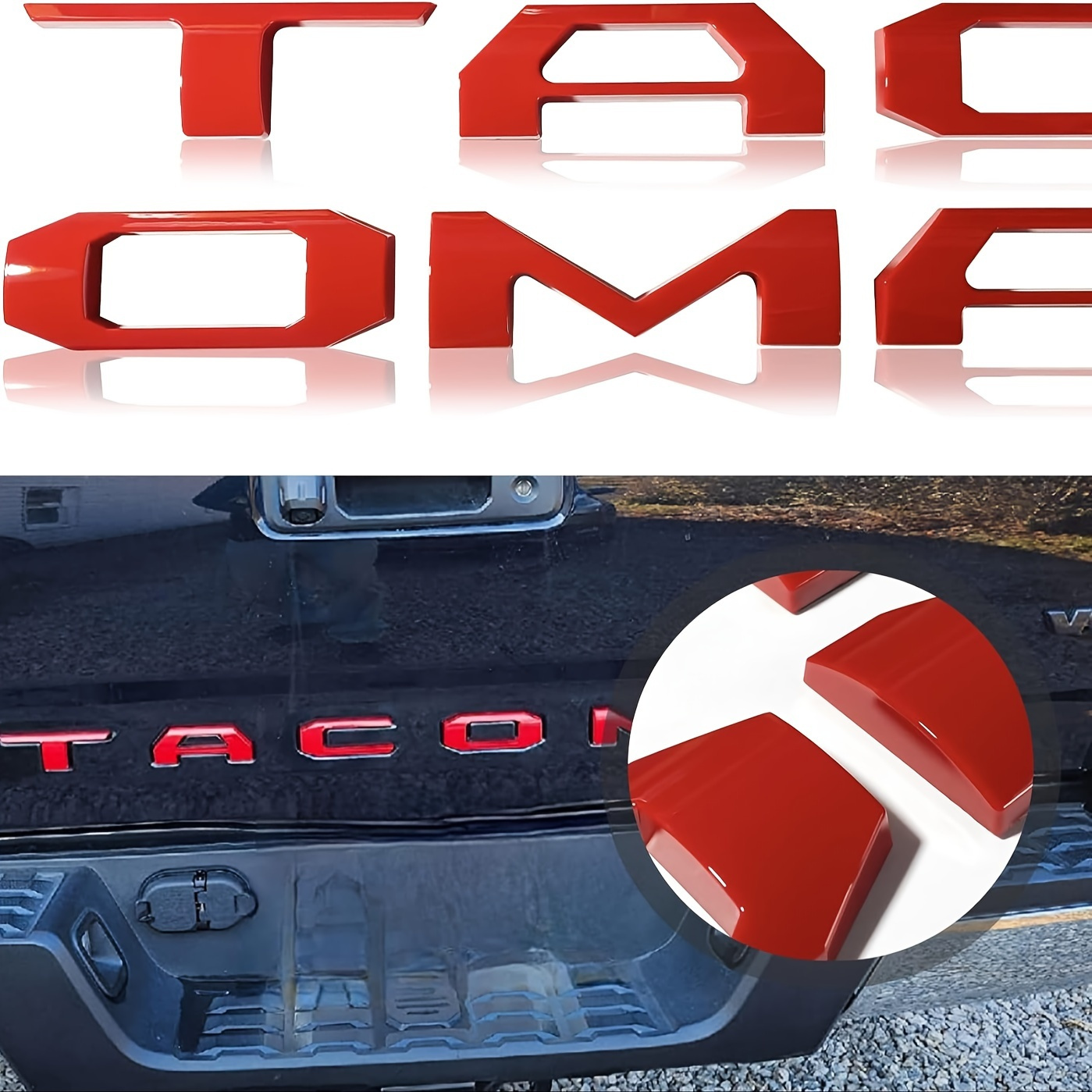 

Red Tailgate Insert Letters Compatible With Tacoma 2016-2021 2022 2023 - 3d Emblems With Strong Adhesive