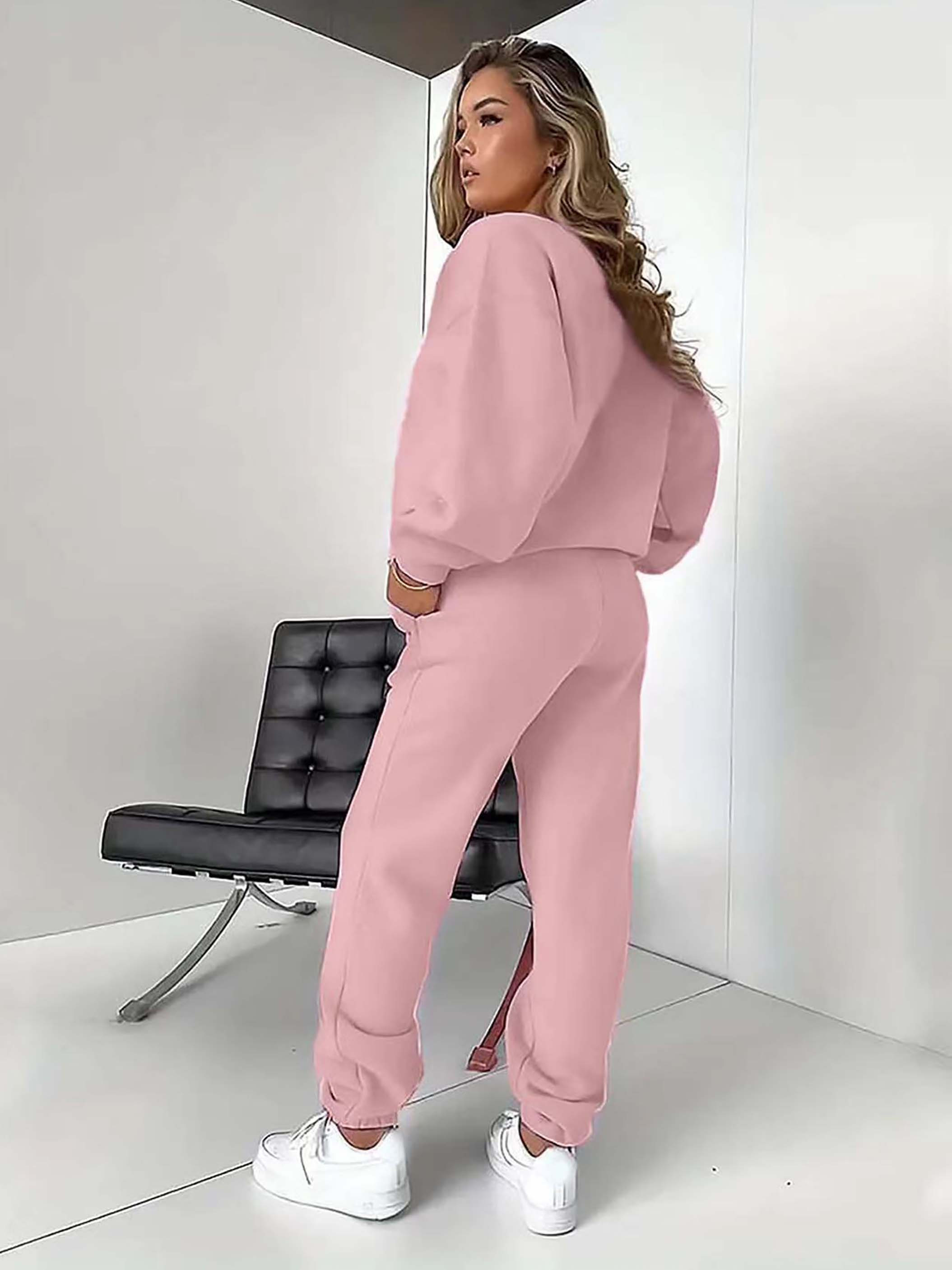 womens casual floral print knit sweatsuit set 100 polyester Temu