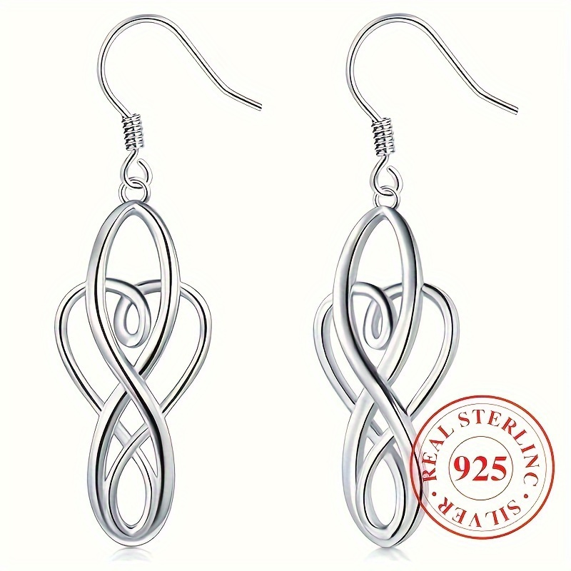 

925 Sterling Silver Hypoallergenic Earrings With Hollow Knot Design, Pendant Earrings, Elegant And Simple Style, Exquisite Women's Gift