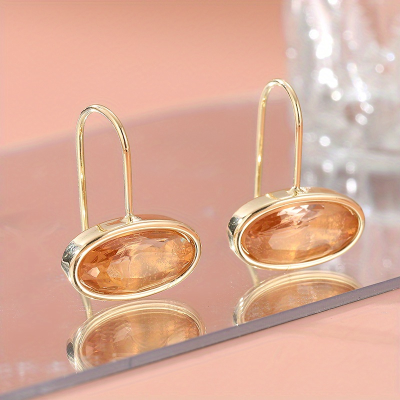 E-shop Exquisite goldenverplättete transparente Edelstein-Ohrhänger - Eleganter, luxuriöser Stil, hängend an einem sicheren Haken, für moderne Frauen,