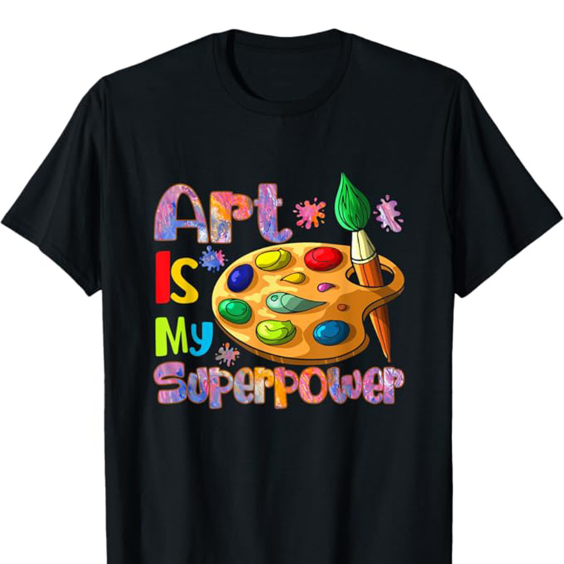 

Art Print, Men's Cotton T-shirt, Art Teacher Graphic Tee Men's Outdoor Clothes, Men's Clothing, Back To School Casual Short Sleeve Crew Neck T-shirt