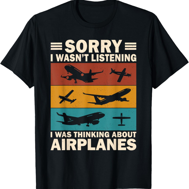 

Airplane Aviation Shirt For Boys Men Funny Vintage T-shirt