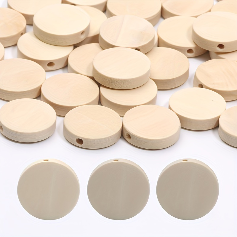 

10-30pcs Wooden Beads For Jewelry Making, Flat Round Wood Discs, 15/20/25mm, For Diy Bracelets And Necklaces Crafting Accessories, Spacer Beads For Jewelry Making