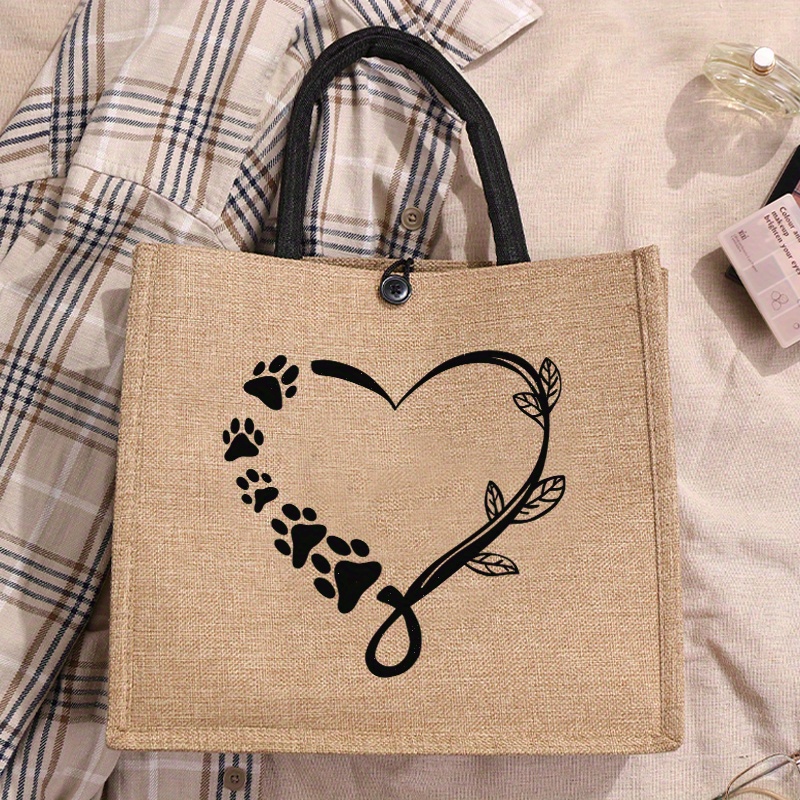 

Simple Letter Print Tote Bag Pattern Handbag Large Capacity Gift Bags Women's Burlap Large Capacity For Work School Shopping Travel Beach For Teacher Autumn Winter Outdoor