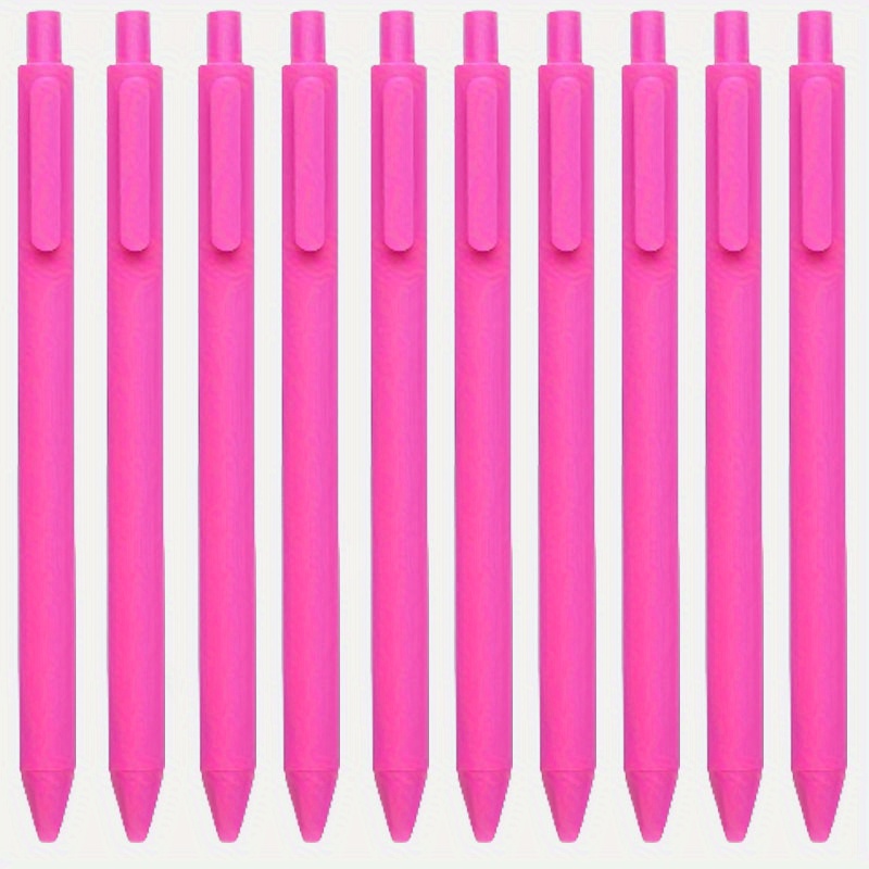 

[popular ] 1pc, 10 Pink Retractable Ballpoint Pens, 0.5mm Fine Tip, Smooth With - Awareness, Diaries And Office Supplies