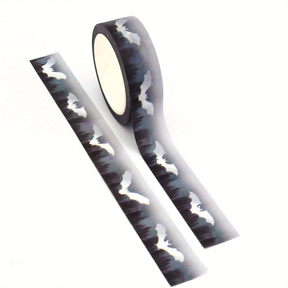 Image of 1pc 10mx15mm Halloween Bat Washi Tape, Paper Decorative Adhesive Masking Tape For Diy Scrapbooking, Planner, Gift Wrapping, Craft Projects