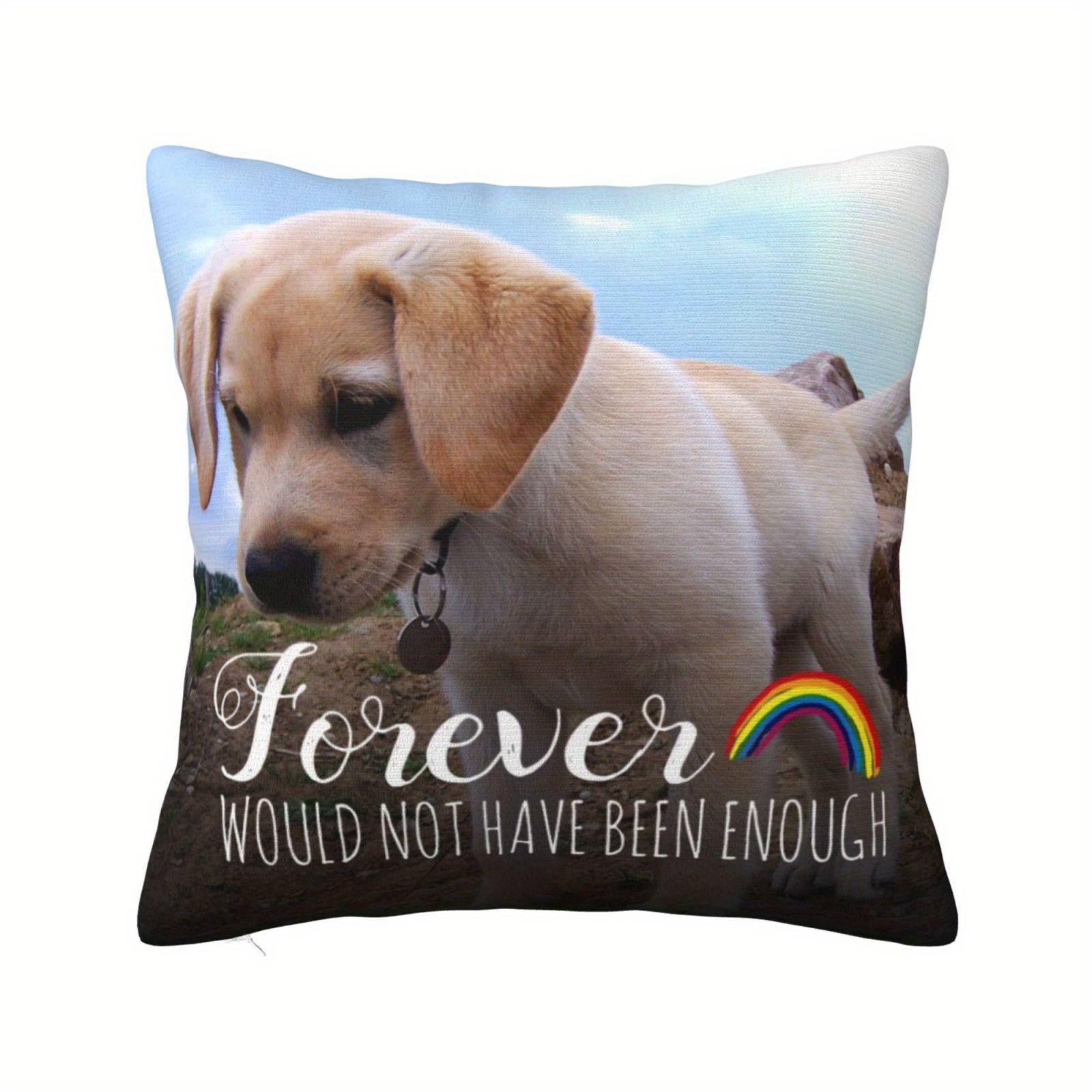 

1pc, Pet Memorial | Dog 2 Photo Throw Pillow Short Plush Single-sided Printed Pillow 18x18inches, Zipper Closure, For Home Decoration, Living Room, Bedroom, No Pillow