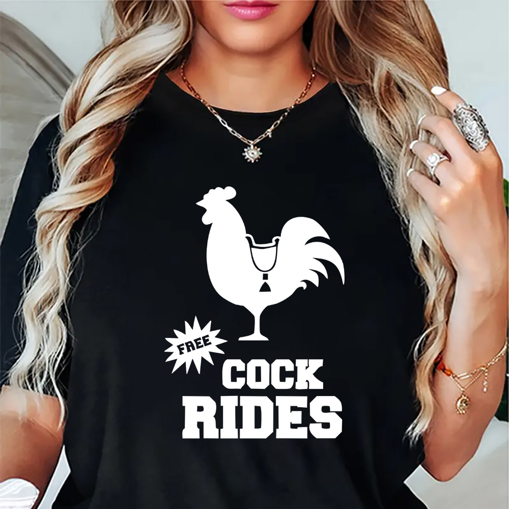 

Women's Trendy Rooster & Letter Tee - Crew Neck, Short Sleeve, Fit