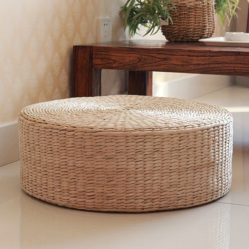 handmade round grass cushion with tray thick dandelion fiber weave non wooden electricity free for   and tatami seating details 1