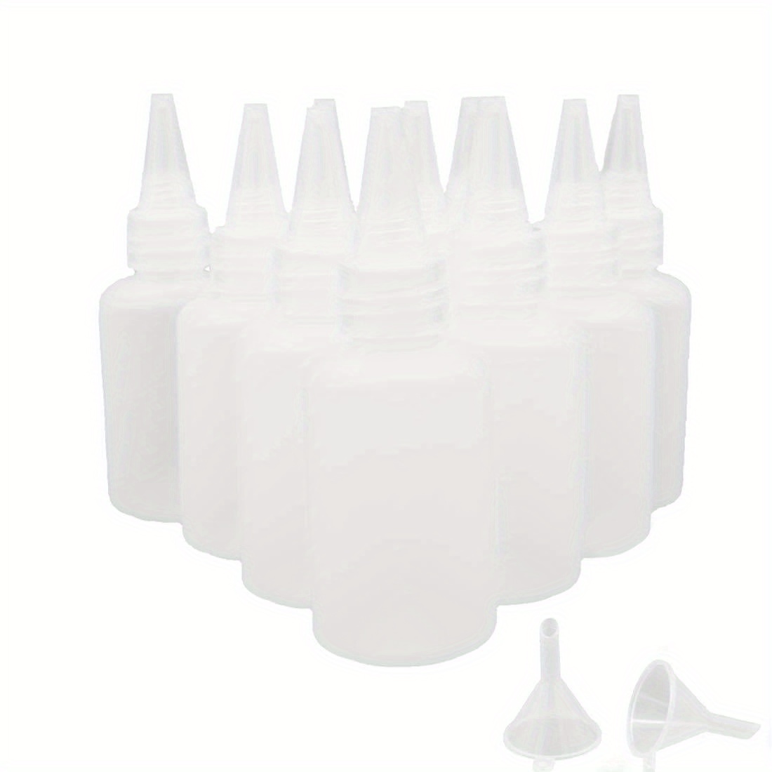 Image of 10pcs 2oz Clear Plastic Small Squeeze Bottles Empty Squeeze Bottle With Twist Top Caps And 2 Mini Funnels Great For Paint Art Craft Liquids Lotion Glue Airline