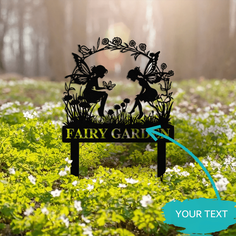 

Custom Fairy Garden Metal Sign - Personalized Pole Mount Garden Stake, Use Without Electricity, Decorative Metal Plaque For Fairy Garden, Gardener Gift