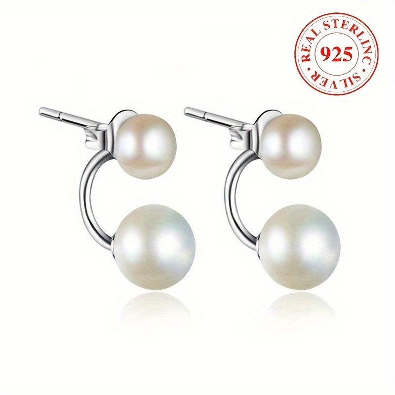 

New 925 Sterling Silver Hypoallergenic Stud Earrings, Embellished With Freshwater Pearls, Elegant Women's Earrings, I .