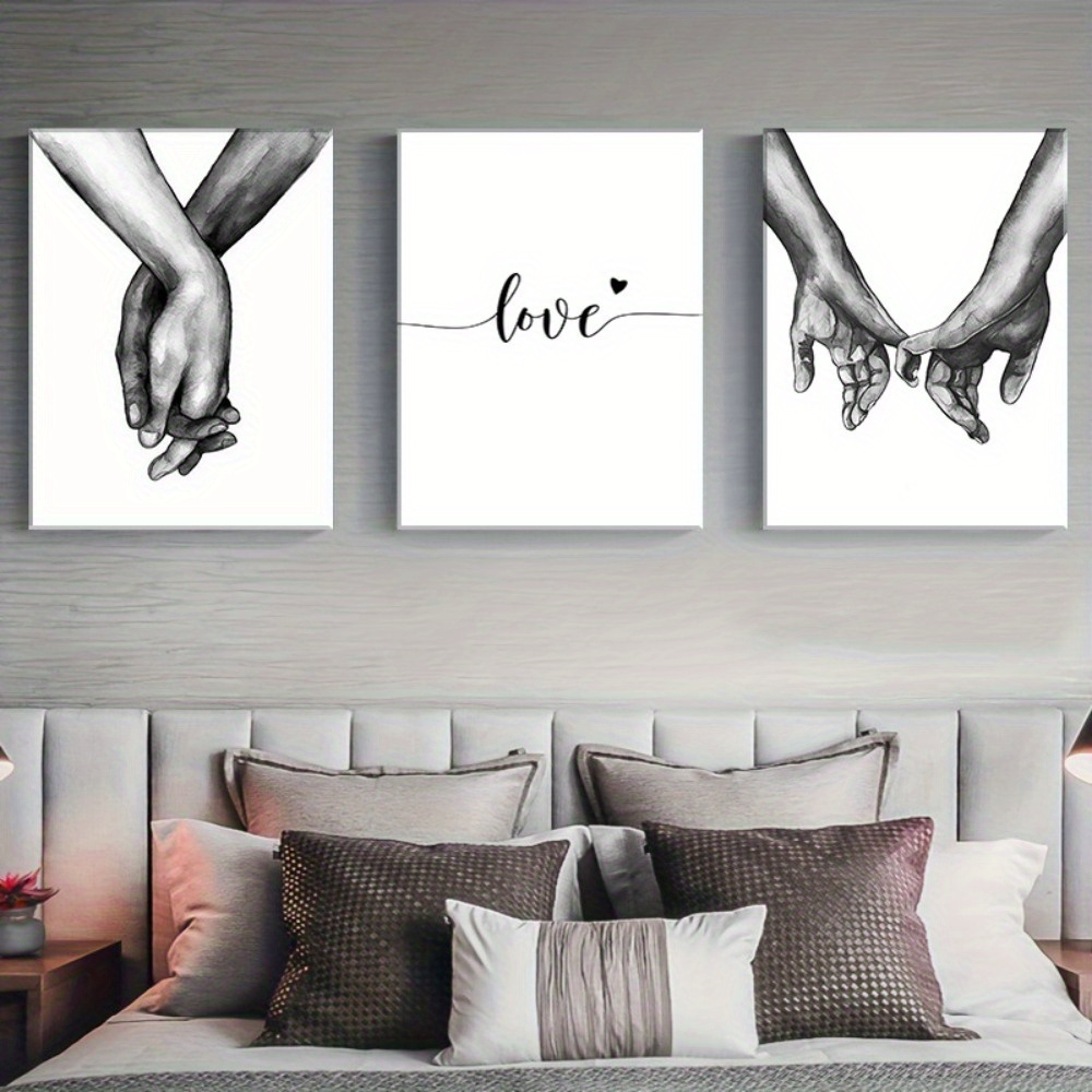 

3 Piece Black And Canvas Poster Aesthetic Pictures Minimalist Shadow Love Canvas Artwork Decoration For Couples Paintings For