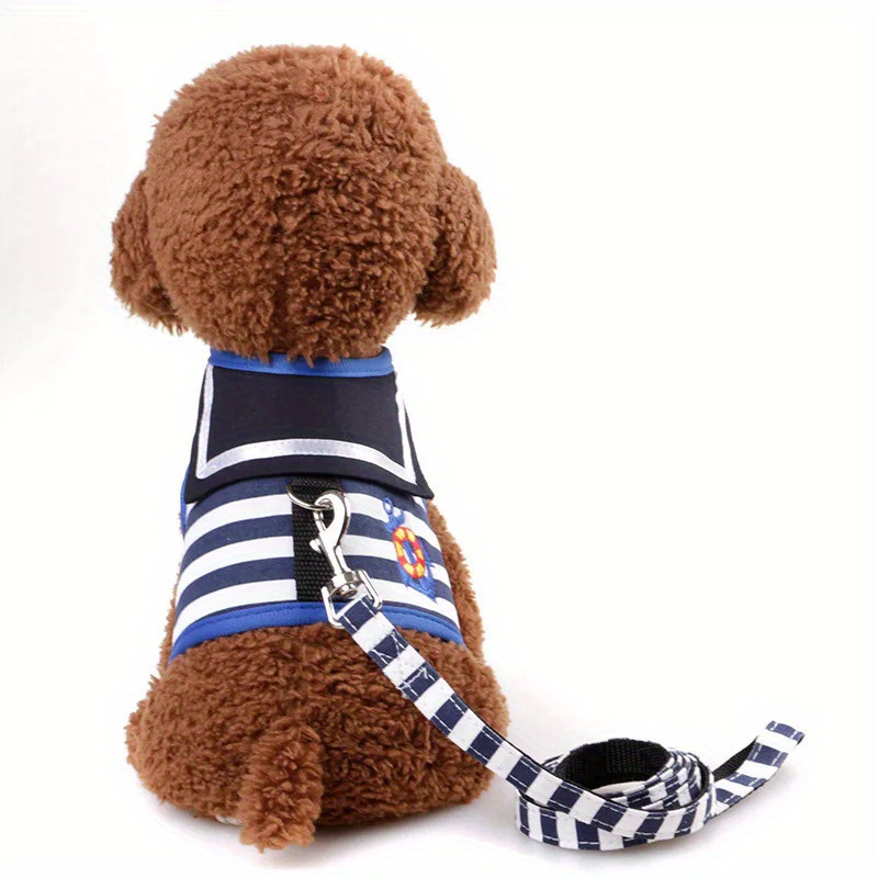 Adjustable Dog Collar Harness Leash in Navy Suit Style