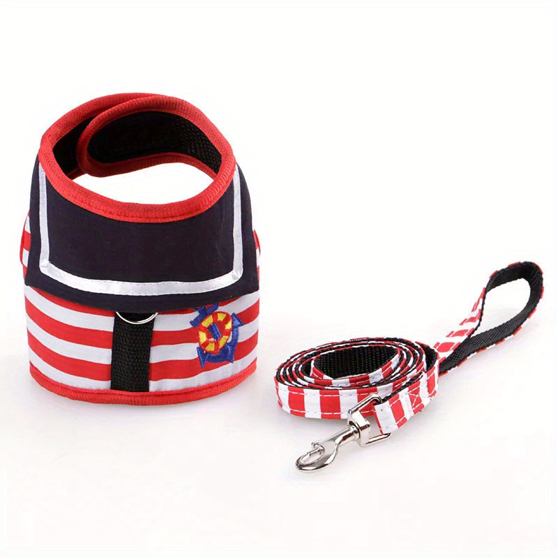 Adjustable Dog Collar Harness Leash in Navy Suit Style