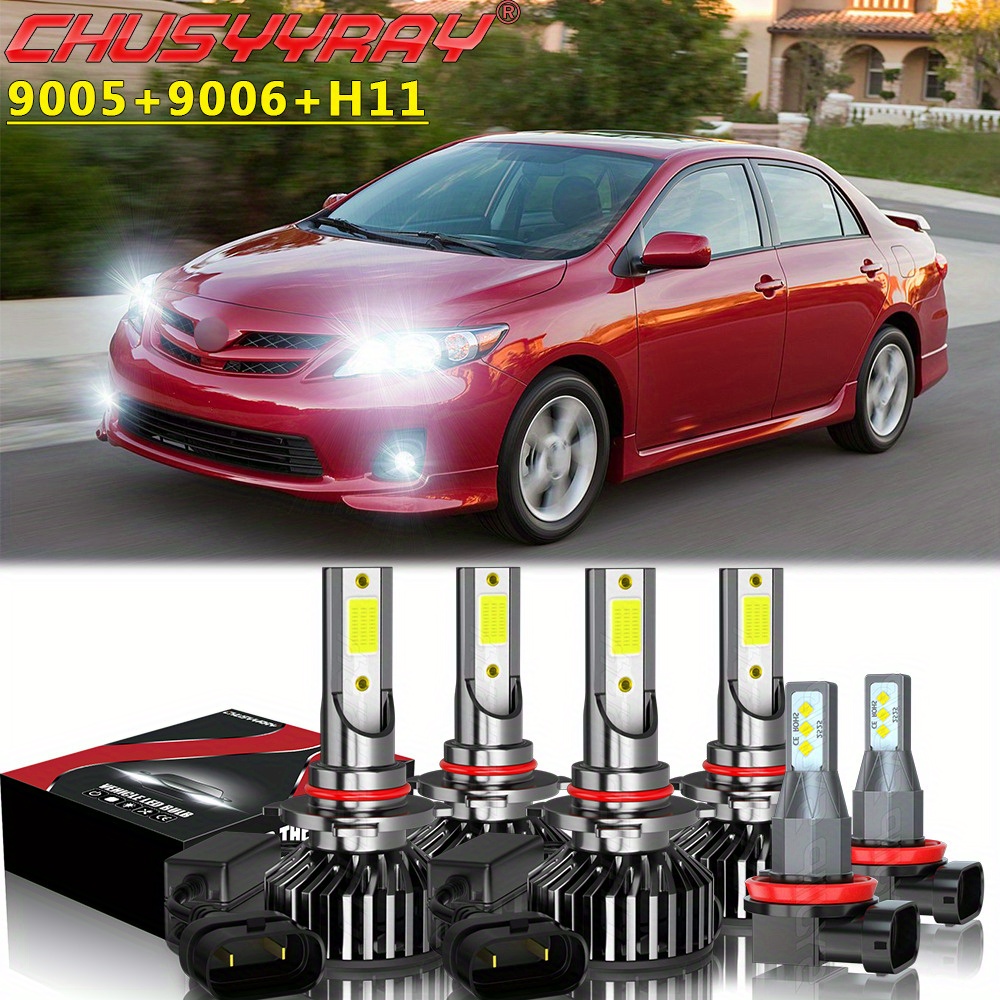 

6pcs Led Headlight / Low +fog Bulbs 9005+9006+h11 Toyota 2009-2013 6000k 26000lm