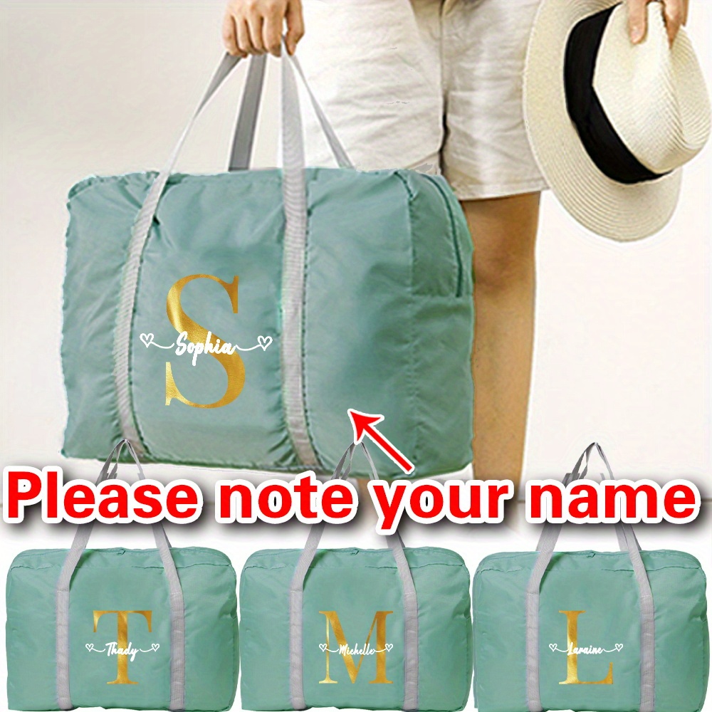 

Free Custom Personalized Name Travel Bag New Nylon Foldable Luggage Waterproof Travel Accessories Clothing Storage Large Capacity Bag Handbag