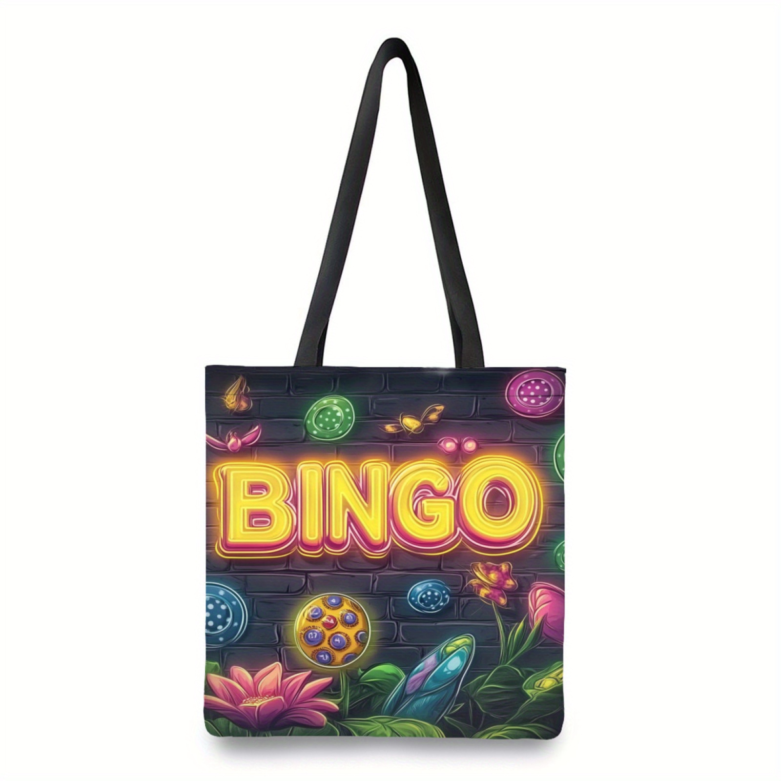 

Bingo-themed Reusable Tote Bag - Shoulder Bag For Shopping, Gym, Beach & Daily Use - Polyester With Stylish Pattern