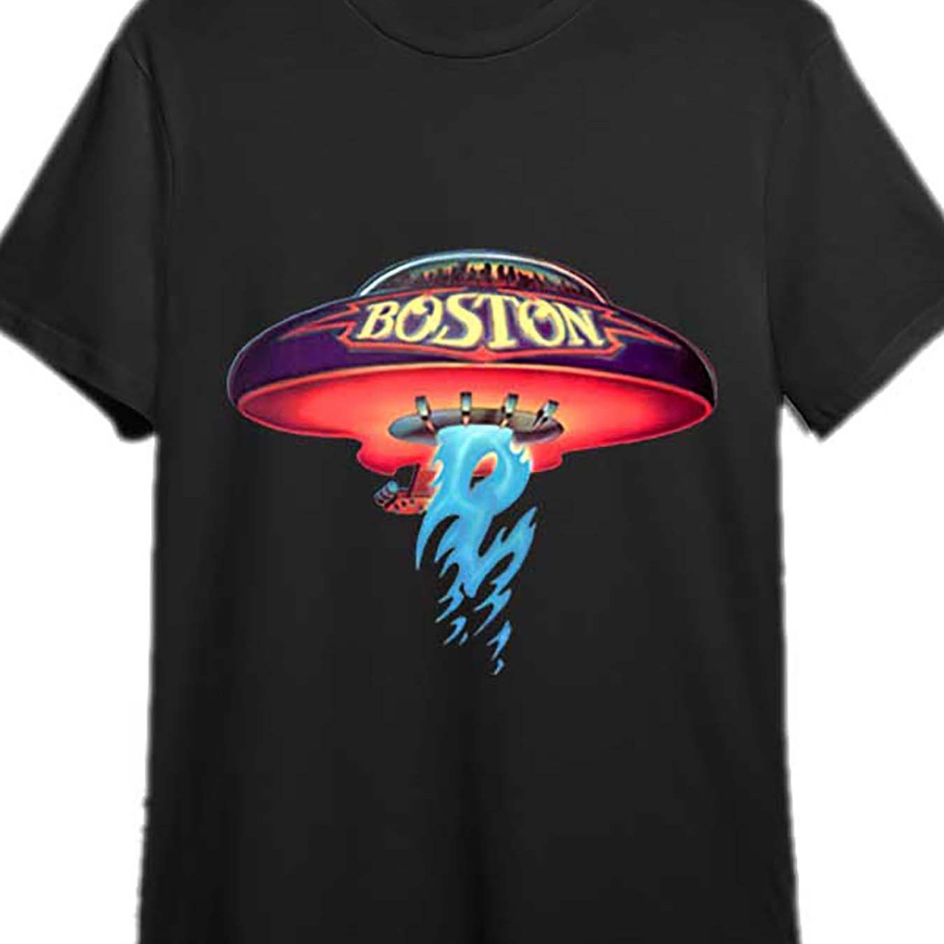 

Boston Rock Band Men's Soft T-shirt 339679 Fun Men's Short Sleeve Printed T-shirt Series, Black Pr