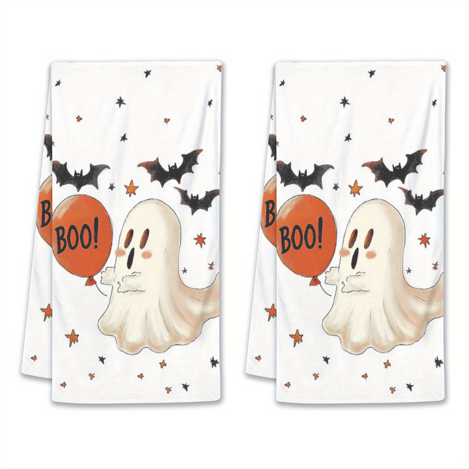 

2pcs Spooky Halloween & Balloons Hand Towels - , Quick-dry Polyester Kitchen & Bathroom Towels, 18x26 Inch, Vibrant Colors, & Moisture-repellent