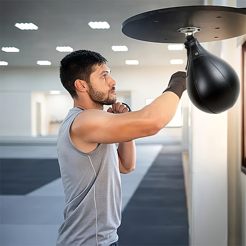 

Leather Punching Bag - Pear-shaped For Indoor Training, Enhances Boxing, Mma, Agility & - Gym Equipment With Mounting Accessories