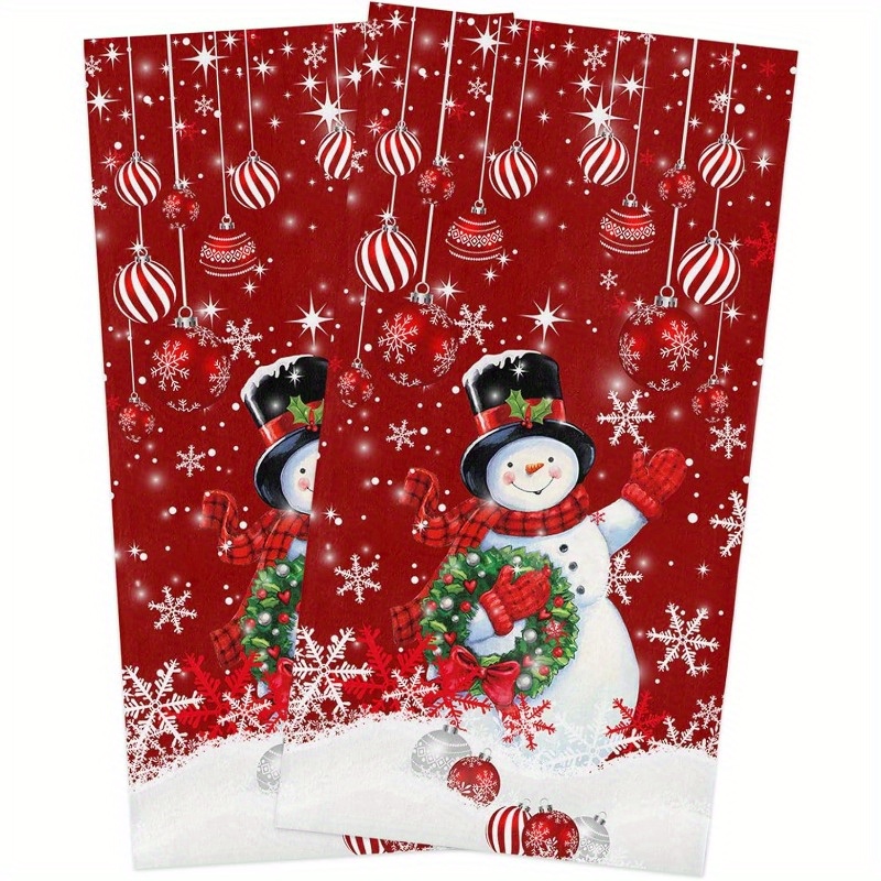 

Christmas Kitchen Towels Set Of 2 - Super Soft Polyester Blend Woven Dish Towels, 18 X 26 Inch, Contemporary Style, Fantasy Snowman Theme, Machine Washable Holiday Tea Towels For Drying & Baking