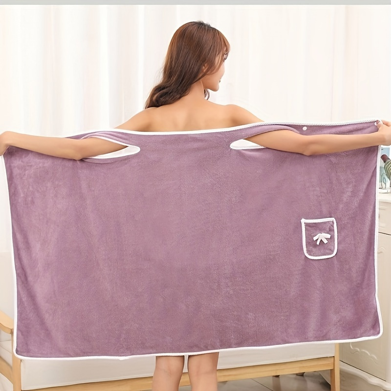 TEMU 1 Wearable Bath Towel, Adult Bow Coral Velvet Padded Bath Skirt, Water-absorbing Quick-drying Bath Towel, Bath Products, Female Sauna Skirt Spa
