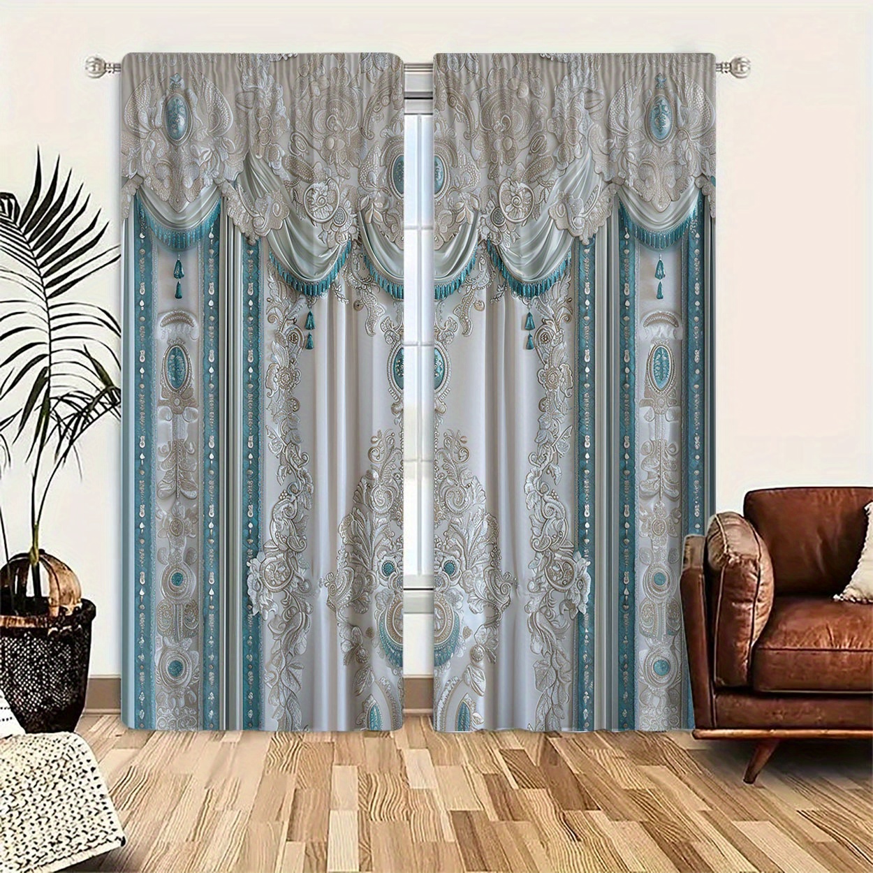 

2pcs, Polyester Material, Hd Pattern Print, Light Filtering Curtain, Suitable For Bedroom, Living Room, Office And Home Decoration, Pole , Suitable For Pole Insertion