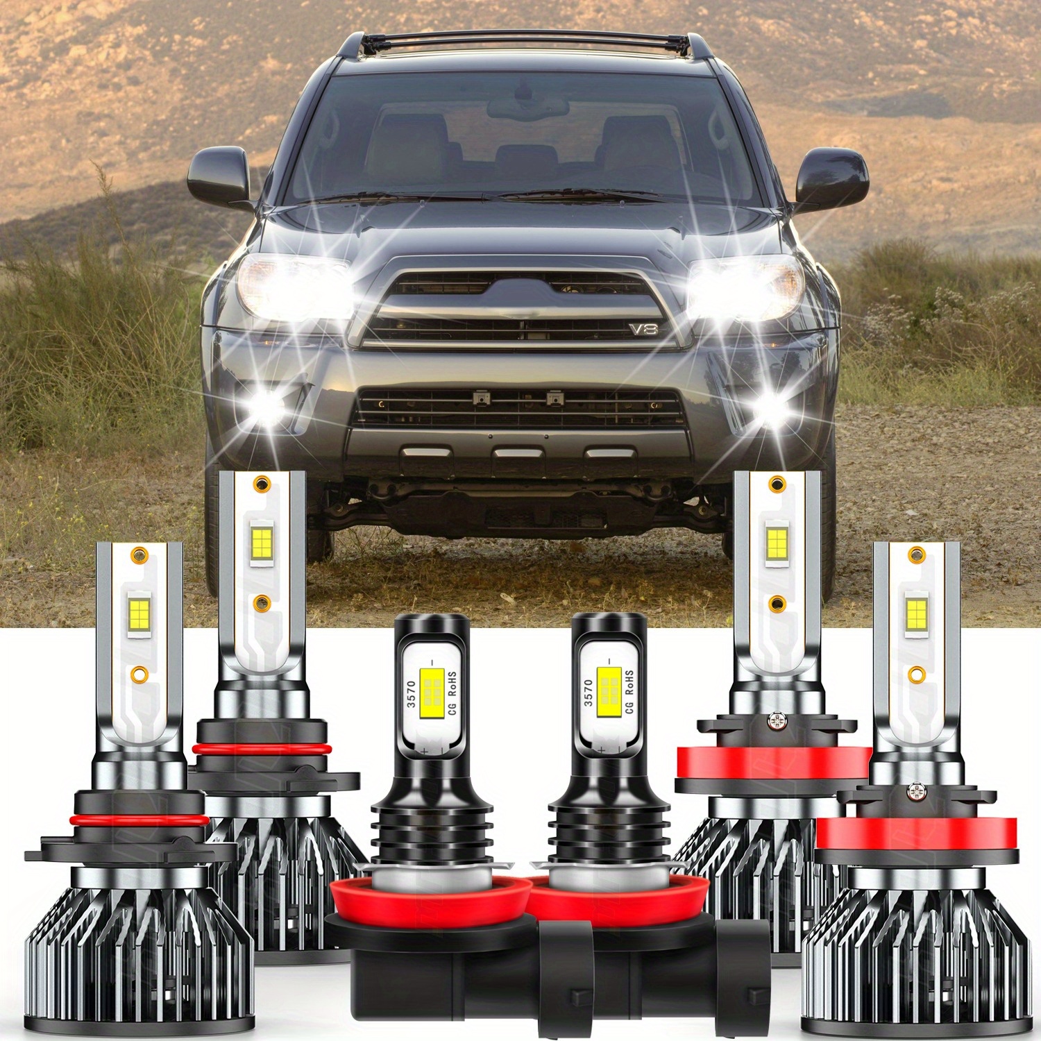 

Of 6 Led Headlight &low + Fog Bulbs Kit Toyota 4runner 2006-2009