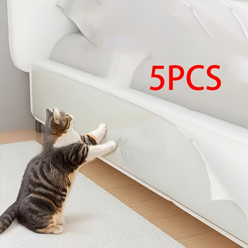 

5pcs Set Scratch Protection For Furniture - Transparent Double-sided Silicone Cat Scratch Deterrent Tape, Non-toxic Sofa & Fabric Protector Stickers, No Glue Residue - Polypropylene Material