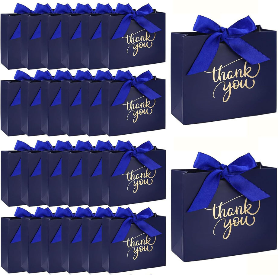 

48 Pack Elegant Blue Thank You Gift Boxes With Satin Ribbon - Wedding Favors, Birthday, Bridal Shower, Candy Bottles, , Christmas, , Thanksgiving & Day Celebrations