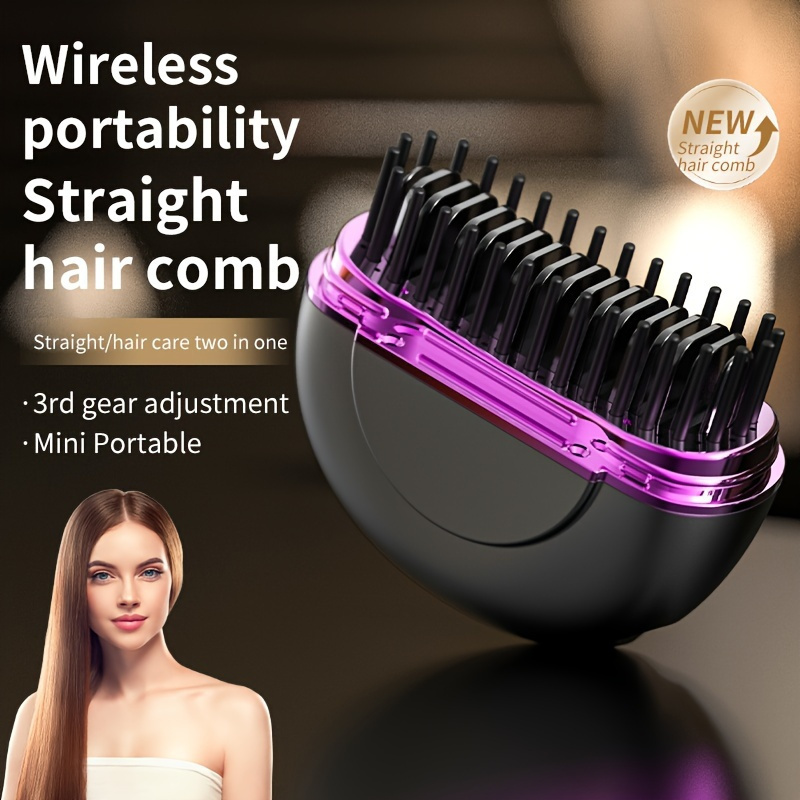 Portable Mini Cordless Hair Straightener Brush Fast Heating Temu