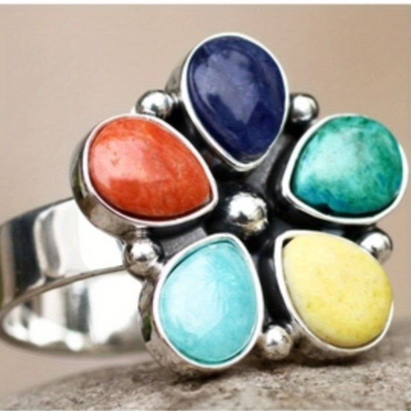 1pc Creative Flower Elegant Temperament Ring Men's And Women's Rings Daily Decoration Vintage Decoration Day Gift Father's Day Gift Christmas Gift