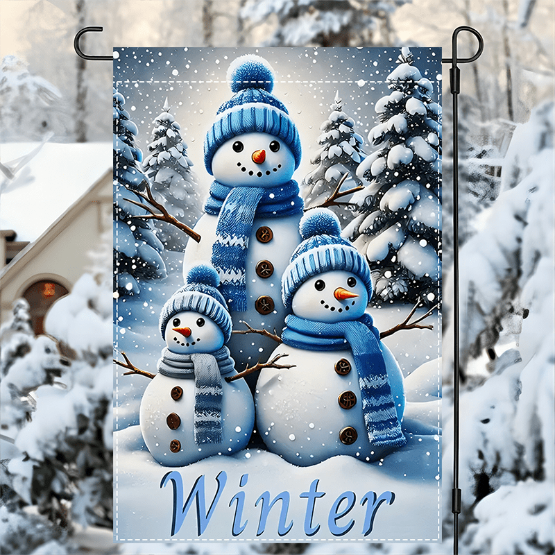 

Double-sided Snowman Winter Garden Flag – Fade-resistant Polyester, Burlap Outdoor Flag, Machine Washable, Electricity-free, Decorative Seasonal Banner For Yard And Lawn – 1pc, 12x18 Inch