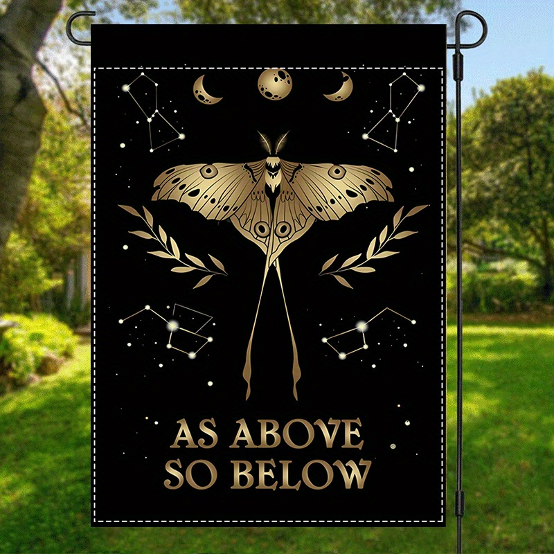 

2d Door Banner, 1pc Mystical Moon "as Above So " Garden Flag - 12x18 Inch, Double-sided, Waterproof Polyester, -themed Outdoor Decor For Yard & Garden, Use, Decorations