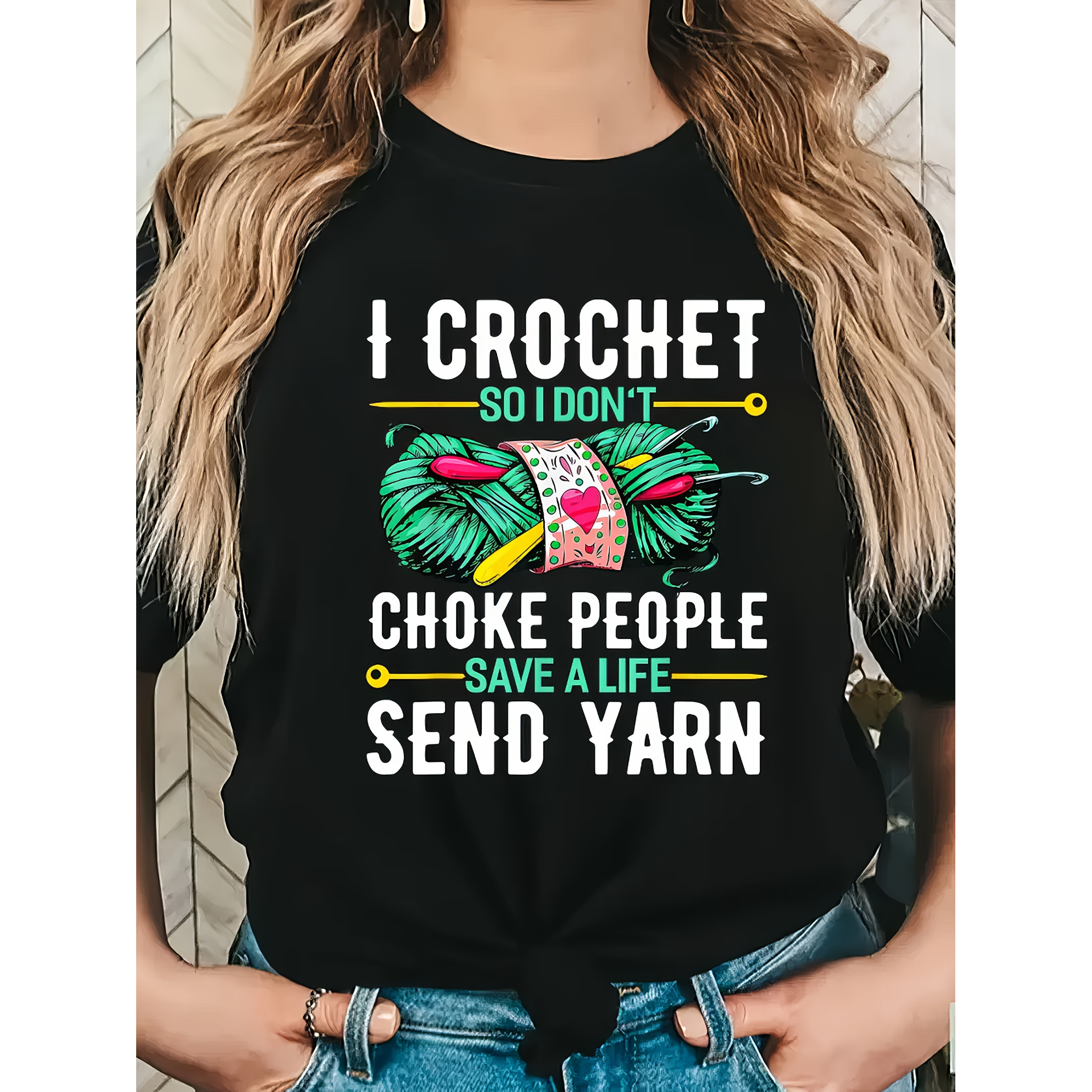 

I Crochet Tee T- Outfit Plus Size T-shirts Women's Tees Tees -shirts