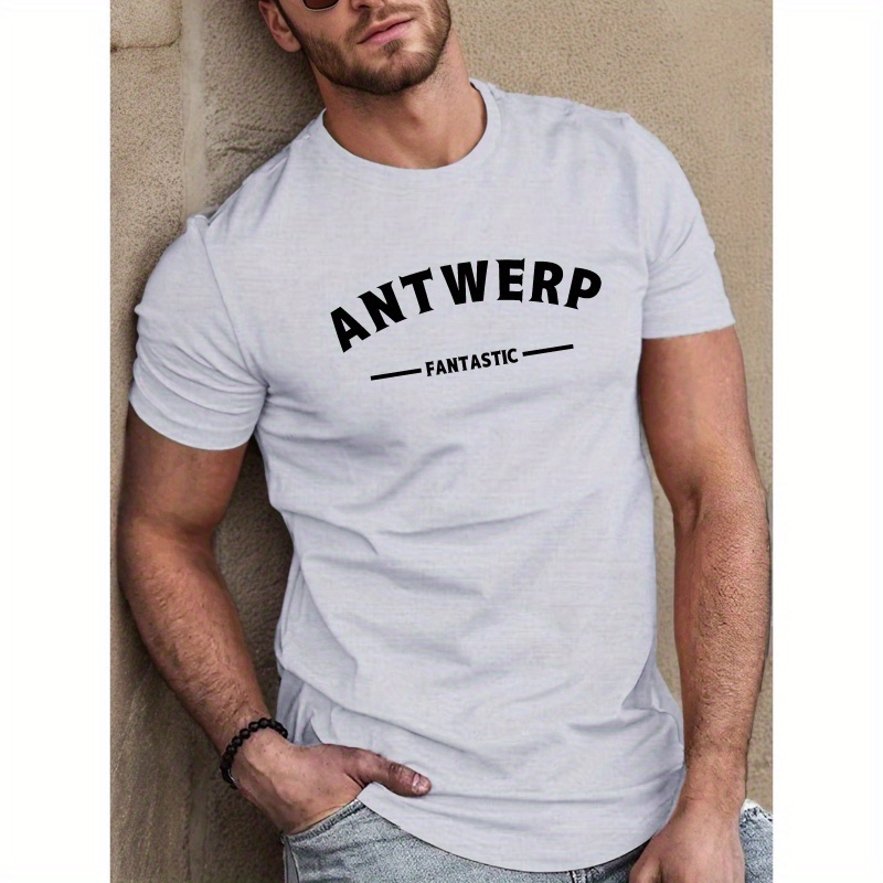 

Men's Antwerp Casual T-shirt - Lightweight Polyester, Short Sleeve, Round Neck, Summer Tee With Geometric Print - Machine Washable, Oversized T Shirt