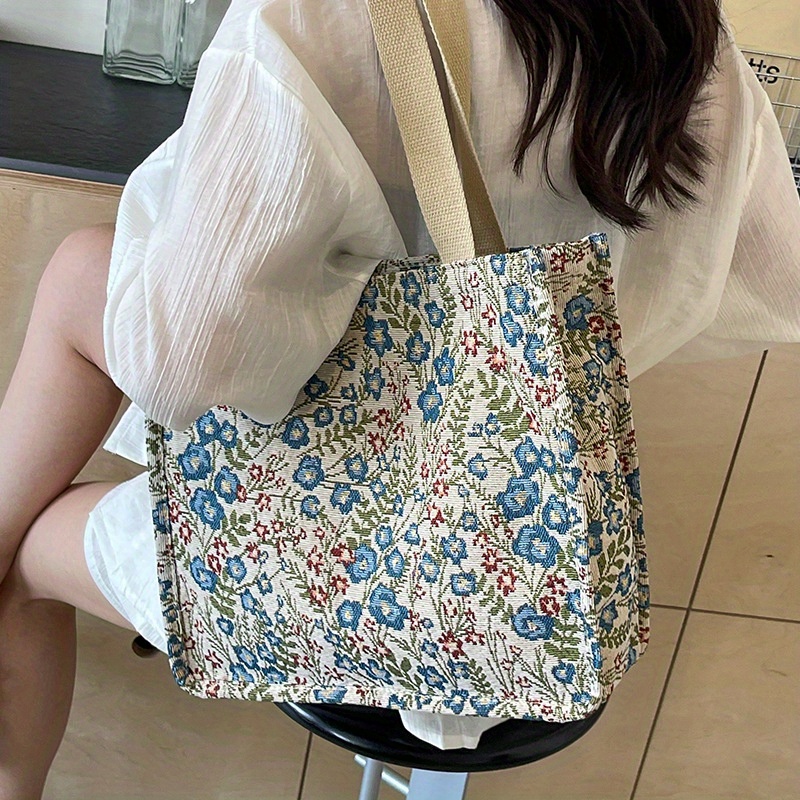 

Sac Fourre-Tout en Toile Chic de Grande Capacité pour Femmes - Sac à Main Élégant à Bandoulière en Rose ou Bleu, Ouvert en Haut