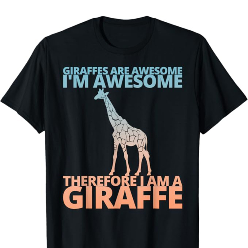 

Men's Cotton T-shirt With Giraffe Print, Casual Short Sleeve Round Neck Tee, Soft Comfortable Top, Men's Clothing