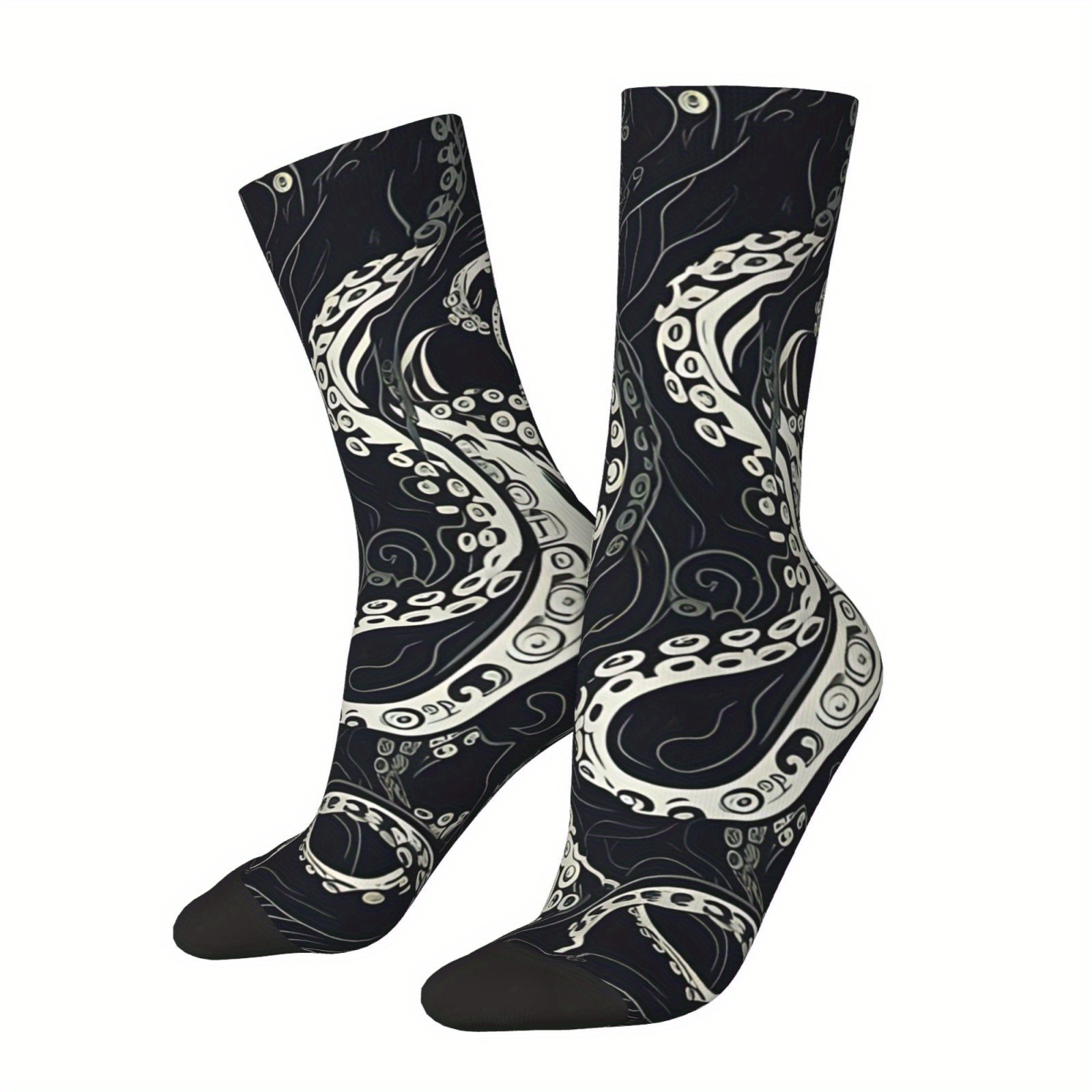 

Men's Novelty Cthulhu-inspired Socks - Funny Horrors Print, Seamless, Breathable Polyester , Hip Hop & Styles